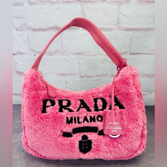 Prada 2000 Re-Edition Terry Cloth Mini Pink Women's Bag - Picture 1 of 13